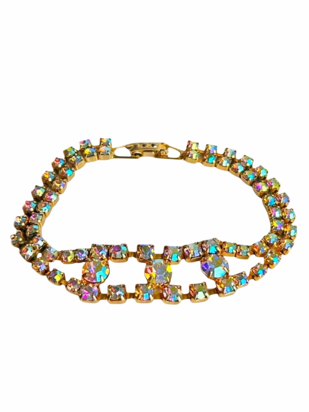 Vintage Aurora Borealis Rhinestone Crystal Bracelet